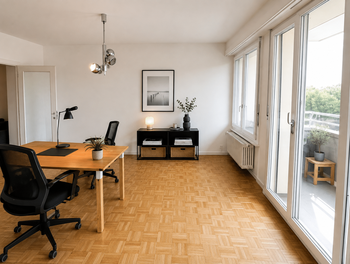 PrivaliaLe logement se présente comme suit : Hall d&rsquo;entrée – 1 WC séparé – 1 salle de bains – 2 chambres – 1 cuisine agencée et équipée ouverte sur la salle à manger – Séjour Photographies non contractuelles  Pour visiter : Thomas STENGER 076.321.58.91